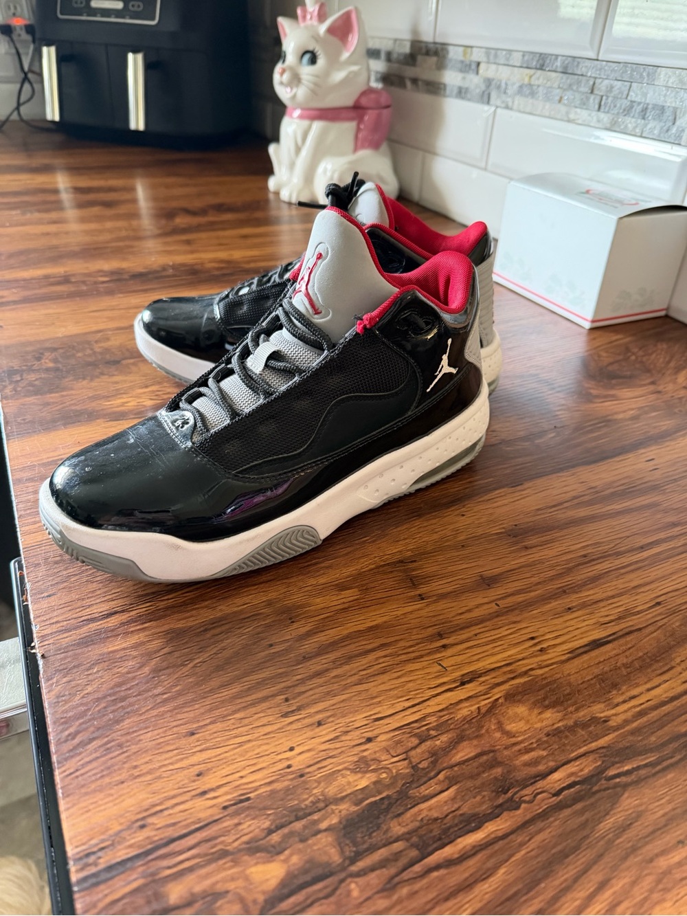 Jordan Mid Basketball Shoes in Black, Red, Gray, White